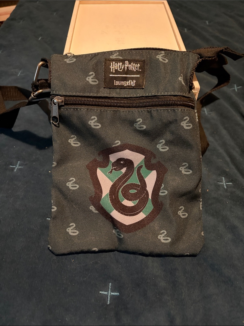 Loungefly Black & Green Slytherin Messenger Crossbody Bag
